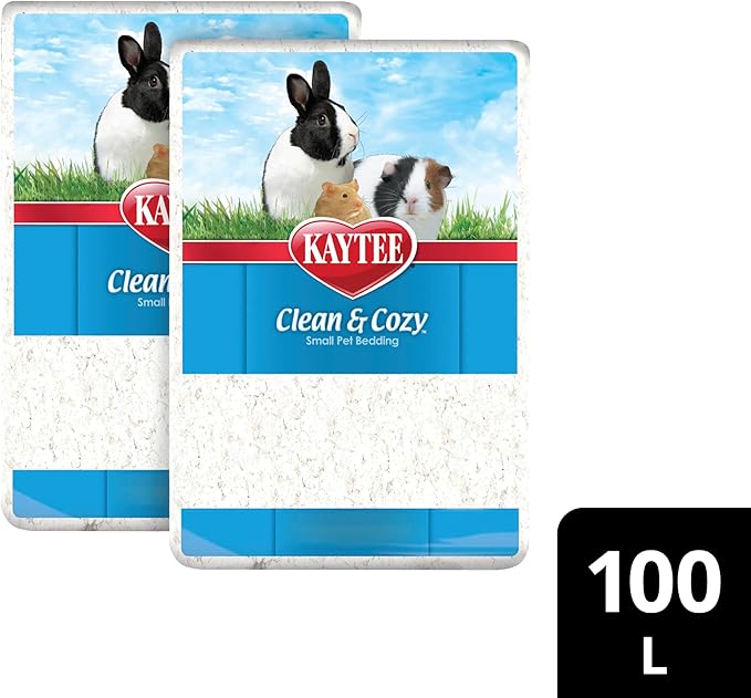 Kaytee Clean & Cozy White Paper Bedding, Made for Small Animals, 100 Liters, Pack of 2 Kaytee