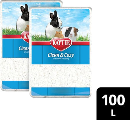 Kaytee Clean & Cozy White Paper Bedding, Made for Small Animals, 100 Liters, Pack of 2 Kaytee
