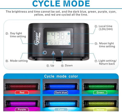hygger Aquarium Programmable LED Light, for 18~24in Long Full Spectrum Plant Fish Tank Light with LCD Setting Display, 7 Colors, Sunrise Sunset Moon and DIY Mode, for Novices Advanced Players hygger