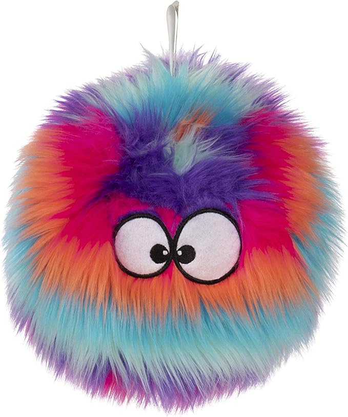 goDog Furballz Squeaky Plush Ball Dog Toy, Chew Guard Technology - Cool Rainbow, Large - PAWPICO