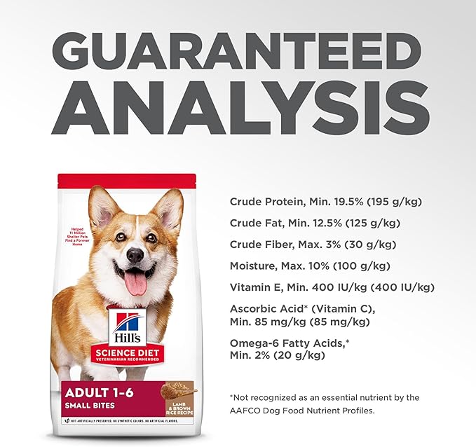 Hill's Science Diet Adult 1-6, Adult 1-6 Premium Nutrition, Small Kibble, Dry Dog Food, Lamb & Brown Rice, 15.5 lb Bag - PAWPICO