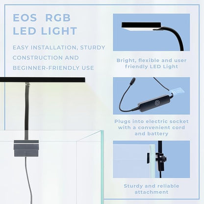 EOS LED Aquarium Light - Adjustable Aquarium Gooseneck Light with 7-Mode RGB Settings - Ideal Planted Aquarium Light - Fish Tank Light - Nano Aquarium Light - Aquarium LED Light - N7 RGB Aqua+Worx