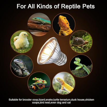 Turtle Reptile Heat Lamp Bulb 50W, UVA UVB Reptile Light Bulb for Turtle Tank, Fit for E26 Base, Fits Reptiles and Amphibian Tanks, Terrariums and Cages, Works with Various Lamp Fixtures PAWPICO