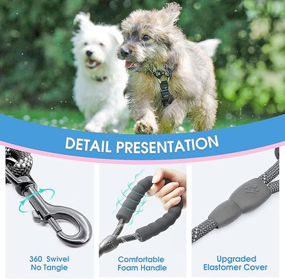 BAAPET 2/4/5/6 FT Dog Leash with Comfortable Padded Handle and Highly Reflective Threads for Small Medium and Large Dogs (5FT-1/3'', Black) BAAPET