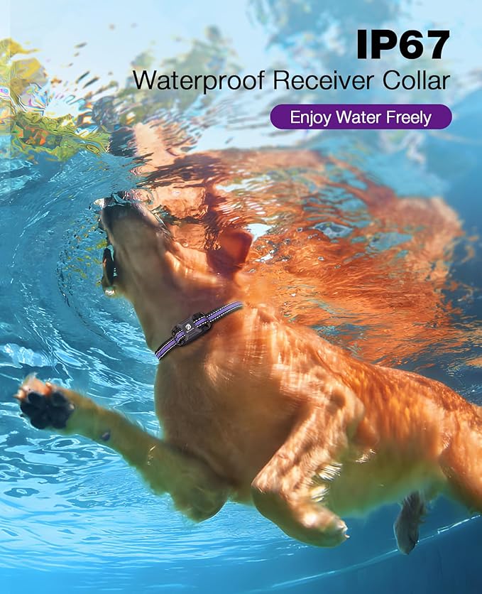 Bousnic Dog Shock Collar - 3300Ft Training Collar with Remote for 5-120lbs Small Medium Large Dogs Rechargeable Waterproof e Collar with Beep (1-8), Shake(1-16), Safe Shock(1-99) Modes (Lightpurple) BOUSNIC