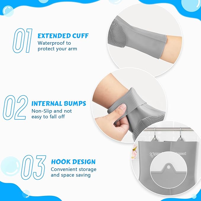 Pecute Pet Grooming Gloves, Large, Gray, Heat Resistant, High-Density Teeth, Silicone Dog Bathing Gloves with Enhanced Five Finger Design, for Washing, Bathing, and Massaging - PAWPICO