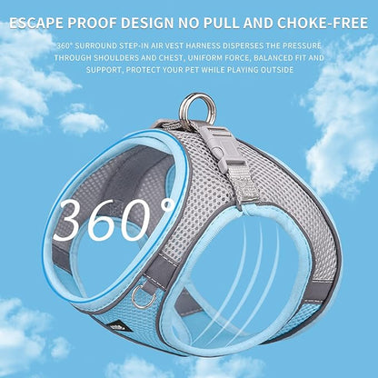 AIITLE Small Harness for Puppy with A Leash - Spring Dog Vest Harness with Super Breathable Mesh, Reflective No-Pull Pet Harness for Outdoor Walking, Camping for Small Dogs, Cats Blue XXS AIITLE-FORPETSBETTERLIFE