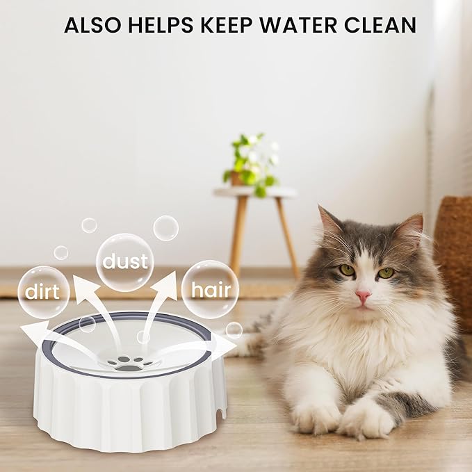 Dog Water Bowl No Spill 70oz/2L Large Capacity Dog Water Bowl Dispenser Non Slip No Splash Dog Water Bowl Pet Slow Feeder No Drip Dog Water Bowl on Vehicle Slow Water Bowl for Dogs and Cat White - PAWPICO