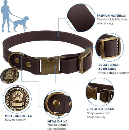 Wisedog Dog Collar and Leash Set Combo: Adjustable Pet Collars with Dog Leashes for Small Medium Large Dogs,Includes 1 Bonus of Poop Bag Holder (XL(Collar:16"- 25.5";Leash:6 ft), Brown) WisedogPetSupplies