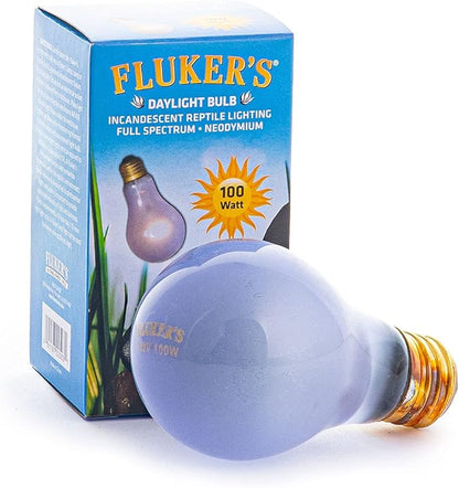 Fluker's Incandescent Reptile Lighting, Full Spectrum Daylight Bulb for Reptiles, Made with Neodymium, Provides Infrared Light, 100-Watt Flukers