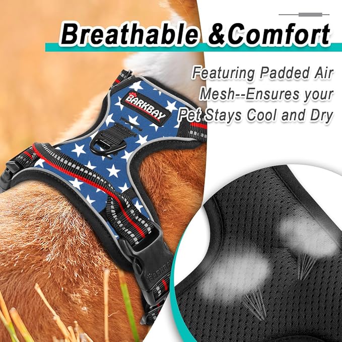 BARKBAY Dog Harness No Pull for Small Dogs - Adjustable, Reflective, Comfortable, No Choke, Heavy-Duty - Perfect for Outdoor Training, Walking, and Hiking - Strong & Durable - S & Star BARKBAY
