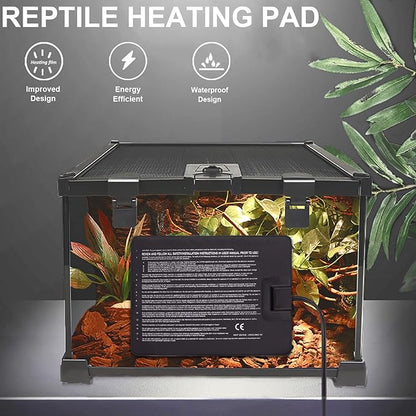 Aiicioo Reptile Heating Pad - Hermit Crab Heater Heat Mat for Reptiles Snake Lizard Terrarium 16 Watt AIICIOO
