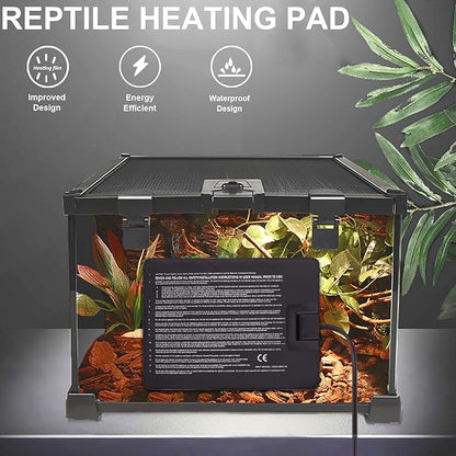 Aiicioo Reptile Heating Pad - Hermit Crab Heater Heat Mat for Reptiles Snake Lizard Terrarium 8 Watt AIICIOO
