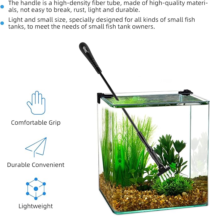 hygger Small Fish Tank Cleaner, Aquarium Cleaning Tools Kit with Handle, Seaweed Scraper, Fishing Net, Sponge Brush,Wall Brush (M) hygger