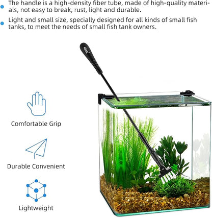 hygger Small Fish Tank Cleaner, Aquarium Cleaning Tools Kit with Handle, Seaweed Scraper, Fishing Net, Sponge Brush,Wall Brush (M) hygger