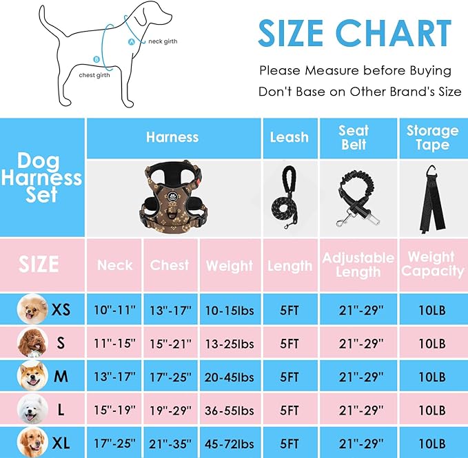 NESTROAD No Pull Dog Harness,Adjustable Oxford Dog Vest Harness with Leash,Reflective No-Choke Pet Harness with Easy Control Soft Handle for Large Dogs(X-Large,Dark Brown) NESTROAD