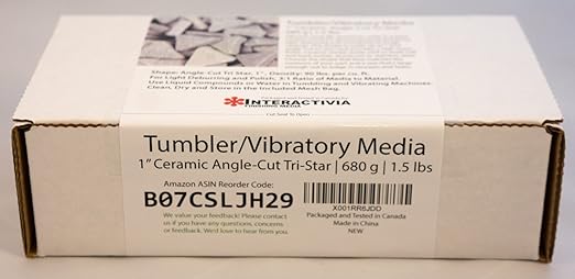1.2 lbs/544 g | 1” Ceramic Angle-Cut Tri Star Tumbling/Vibratory Media | Includes (Clean, Dry and Store) Bag | for use in Vibrating Tumbler Or Rotating Tumbler InteractiviaFinishingMedia