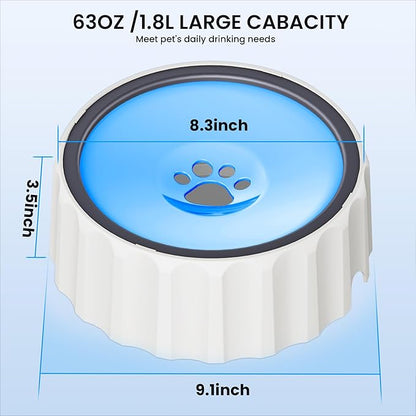 Dog Water Bowl No Spill 70oz/2L Large Capacity Dog Water Bowl Dispenser Non Slip No Splash Dog Water Bowl Pet Slow Feeder No Drip Dog Water Bowl on Vehicle Slow Water Bowl for Dogs and Cat Blue - PAWPICO