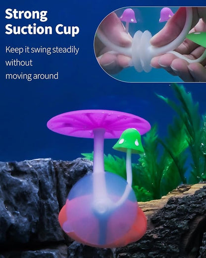 Uniclife Betta Mushroom Hammock Soft Aquarium Rest Bed Fish Breeding Playing Pad with Suction Cup Silicone Ornament Decoration Colorful Lifelike Decor for Fish Tank Landscape, 2 Pack UnicLife