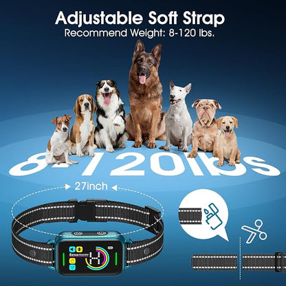 DINJOO Bark Collar, Dog Bark Collar for Large Medium Small Dogs,Smart Bark Collar,Rechargeable Anti Barking Training Collar with 8 Adjustable Sensitivity,Bark Collar with Beep (Blue) - PAWPICO