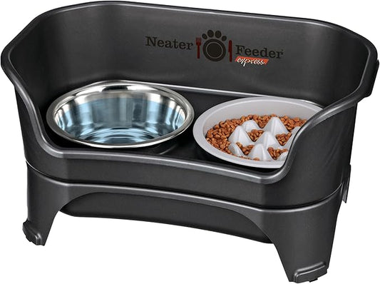 Neater Feeder Express Medium to Large Mess Proof Feeder for Dogs, 2 Cup Slow Feed Bowl & 7 Cup Stainless Steel Water Bowl, No Spill, Non-Tip, Non-Slip, Elevated Dog Bowls. Aids Digestion. Made in USA - PAWPICO