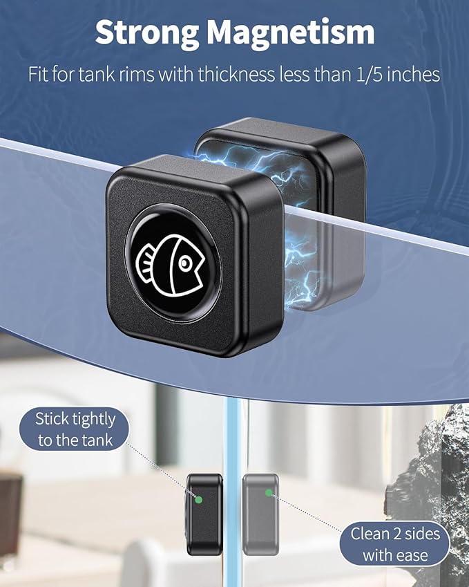 Pawfly Aquarium Magnetic Brush Fish Tank Cleaner 1 Inch Mini Stain Scrubber Pads Aquarium Cleaning Tool for 1/5 Inch Thick Fish Tank up to 10 Gallons (Non-Floatable) Pawfly