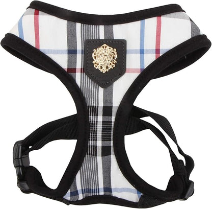 puppia Junior Over-The-Head Dog Harness Checkered Pattern No Choke No Pull Adjustable Chest Belt Walking Training for Small and Medium Dog, X-Small, Black PUPPIA