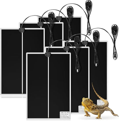 ROCEEI 6 Pcs Reptile Heat Mat 20W 11x16.5 Inch Reptile Heating Pad with Temperature Control Removable Terrarium Heater Under Tank Heat Pad for Reptiles Gecko Turtle Tortoise Snake Lizard Hermit Crab ROCEEI