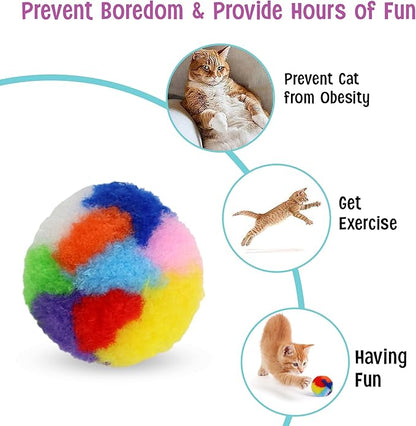 Ethical SPOT Kitty Yarn Puffs Colorful Woolen Yarn Cat Toy Contains Catnip 1.5" Pack of 4 Pet - PAWPICO