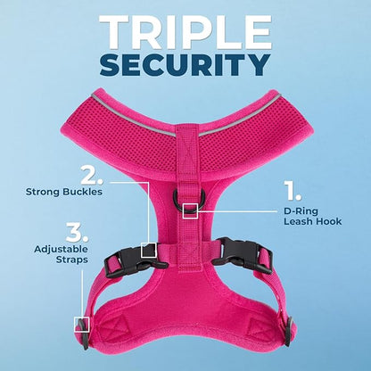 Voyager Aerolite No Pull Mesh Dog Harness with Lightweight, Soft, Breathable, Reflective Stitching, and Adjustable Straps for Walking, Running, Training, Heavy Duty and Durable - Fuchsia, M BestPetSuppliesLLC