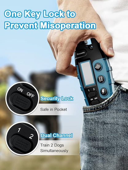 BOUSNIC Dog Shock Collar 2 Dogs (5-120Lbs) - 3300 ft Waterproof Training Collar for Dogs Large Medium Small with Rechargeable Remote, Beep (1-8) Vibration (1-16) and Humane Shock (1-99) Modes - PAWPICO