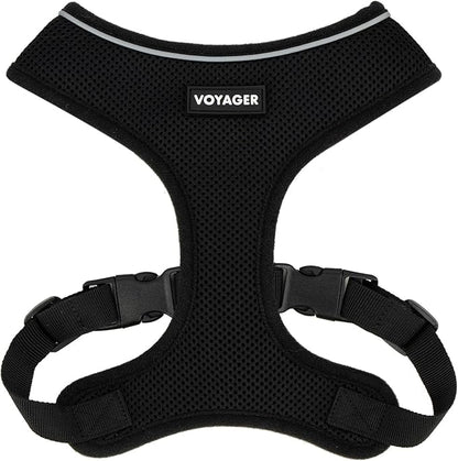 Voyager Aerolite No Pull Mesh Dog Harness with Lightweight, Soft, Breathable, Reflective Stitching, and Adjustable Straps for Walking, Running, Training, Heavy Duty and Durable - Black, L BestPetSuppliesLLC