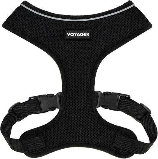 Voyager Aerolite No Pull Mesh Dog Harness with Lightweight, Soft, Breathable, Reflective Stitching, and Adjustable Straps for Walking, Running, Training, Heavy Duty and Durable - Black, L BestPetSuppliesLLC