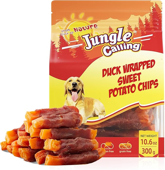 Jungle Calling Sweet Potato & Duck Dog Treats, Vegetarian, Nutritious and Delicious Snacks for Your Furry Friend, 10.6 oz - PAWPICO