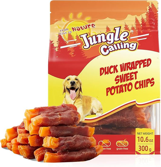Jungle Calling Sweet Potato & Duck Dog Treats, Vegetarian, Nutritious and Delicious Snacks for Your Furry Friend, 10.6 oz - PAWPICO