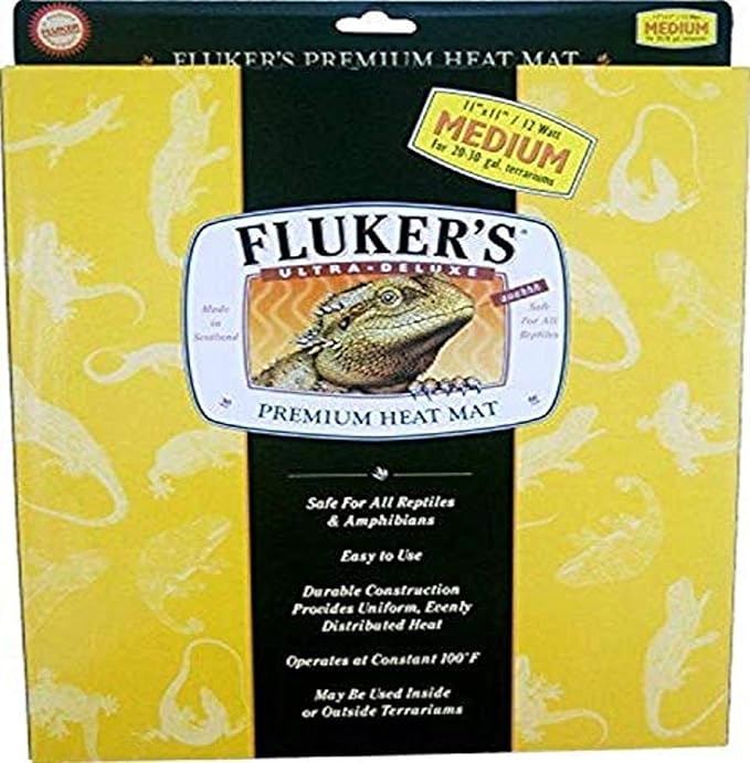 Fluker's Premium Heat Mat for All Reptiles and Amphibians, Medium 11"x11" Flukers