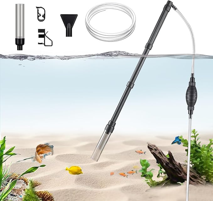 Carefree Fish Small Aquarium Gravel Cleaner Fish Tank 80Gph Water Changer Gravel Vacuum Adjustable Length ABS Bewatermyfriend