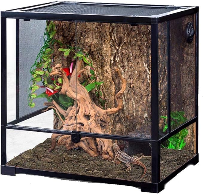 2PCS Cork Terrarium Background 15.7x11.8in Natural Cork Large Bark Backdrop Reptile Climbing Mat Habitat Decor for Spider Lizard Chamelon Turtle Beared Dragon Hamiledyi