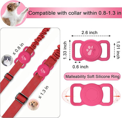 SANKALA Airtag Dog Collar Holder, [1 Pack] Waterproof Airtag Collar Holder for Dog, Silicone Full Body Covered Anti-Lost Protective Apple Airtag Case for Pet Collar - Fits All Width Collars, Rose SANKALA
