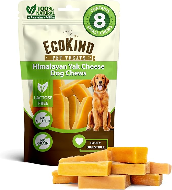 EcoKind Premium Gold Yak Cheese Himalayan Dog Chews, Healthy Dog Treats for Small Dogs, High Protein, All Natural, Long-Lasting Chew, Small - 8 Chews - PAWPICO