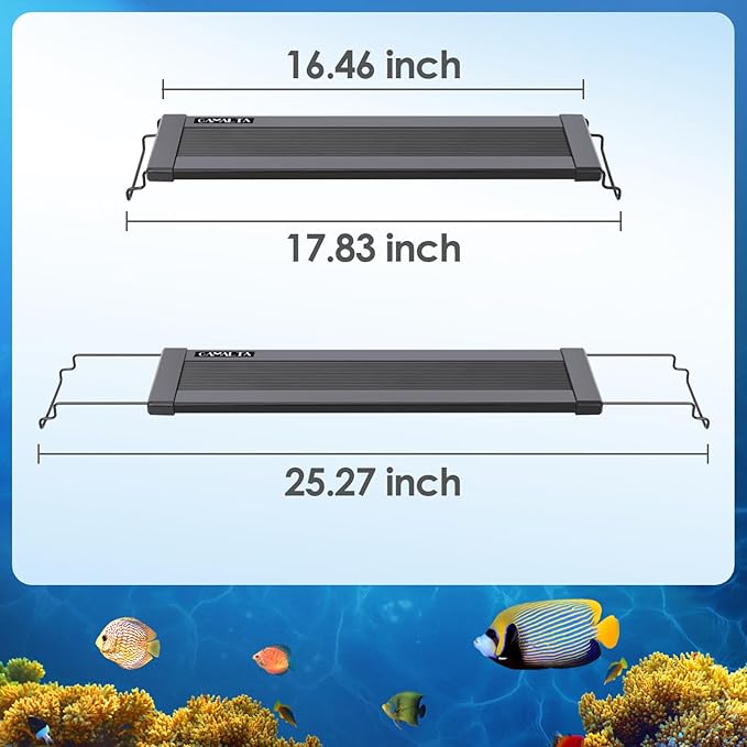 Aquarium Light,18W 24/7 Natural Mode,9 Light Modes(Water Grass Mode & 7 Colors & Cycle),Adjustable Timer and 7 Color Brightness - with Expandable Mounting Bracket for 18~24IN Fish Tank GAMALTA