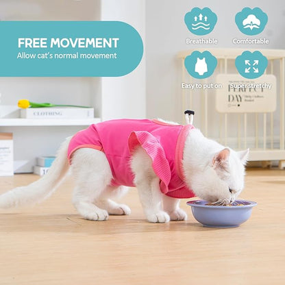 Avont Cat Recovery Suit - Post-Surgery Onesie for Cats, Alternative to Cone of Shame, Protective Spay Suit for Female Kitten, Ideal for Healing and Skin Conditions -Magenta(M+) Avont