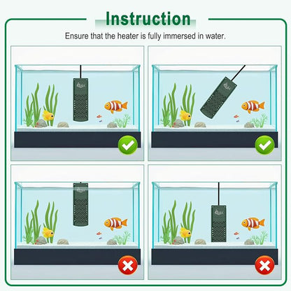 AQQA Aquarium Heater, 300W/500W/800W Submersible Fish Tank Heater with PTC Rapid Heating, Precise Digital Temperature Controller, LED Display with Memory Function for Up to 250 Gallon Freshwater Tank AQQA