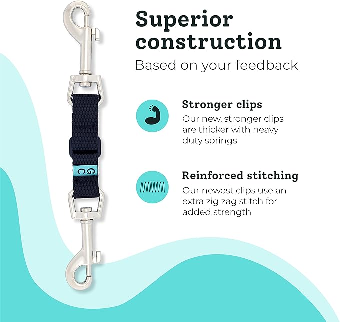 Gentle Creatures Collar Companion - Adjustable Collar Backup Clip for Dog Harness, Prong, Pinch Collar, Gentle Lead - Double Ended Clasp - Safety Clip GentleCreatures