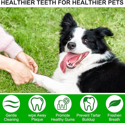 ALIVO Dental Teeth Cleaning Wipes for Dogs & Cats, Remove Bad Breath by Removing No-Rinse Dog Finger Toothbrush, Disposable Gentle Cleaning Pet Dental Care Wipes, 50pc PAWPICO