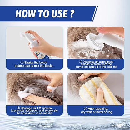 Cat Oily Tail Cleanser, 2-in-1 Wash and Brush,Removes Oil & Grease and Dandruff, PH Balanced,Degrease Cat Shampoo,Ideal for Cats with Oily Tails 5.07fl.oz Ninibabie