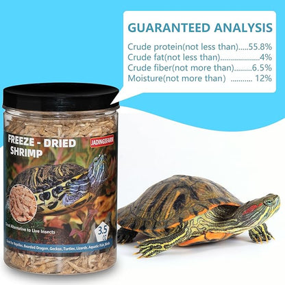 Freeze Dried Shrimp – 3.5 Oz Freeze Dried River Shrimp, Shrimp Turtle Food, Turtle Shrimp, Nutrient-Rich Shrimp Treat for Reptiles, Aquatic Turtles, Sugar Gliders, Hedgehogs, Tropical Fish Jadingfarm