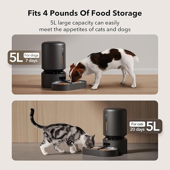 PETLIBRO Automatic Cat Feeder for 2 Cats, 5G WiFi Cat Food Dispenser with APP Remote Feeding, 5L Timed Automatic Dog Feeder, 1-10 Meals/Day, 10s Meal Call, Dual Trays Pet Feeder for Cat, Dog - PAWPICO