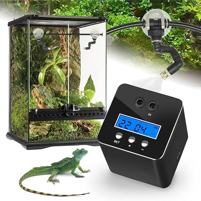 Reptile Mister System, Reptile Humidifier for Terrariums, auto Mister with 2 Spray Nozzles for Reptiles，Snakes,Frogs,Plants RUNWUSHENG
