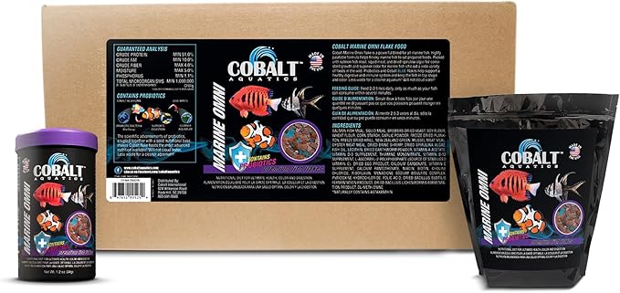 Cobalt Aquatics Marine Omni Flakes, 16oz - Premium Fish Food with Squid, Salmon & Spirulina - Probiotics & Blue Flakes for Health & Vibrant Color COBALTAQUATICS